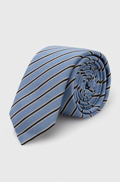 HUGO krawat jedwabny kolor niebieski