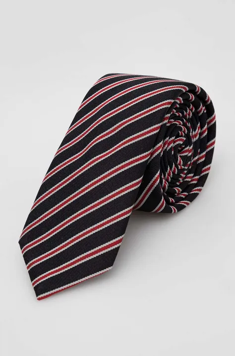 Μεταξωτή γραβάτα HUGO χρώμα: μαύρο
