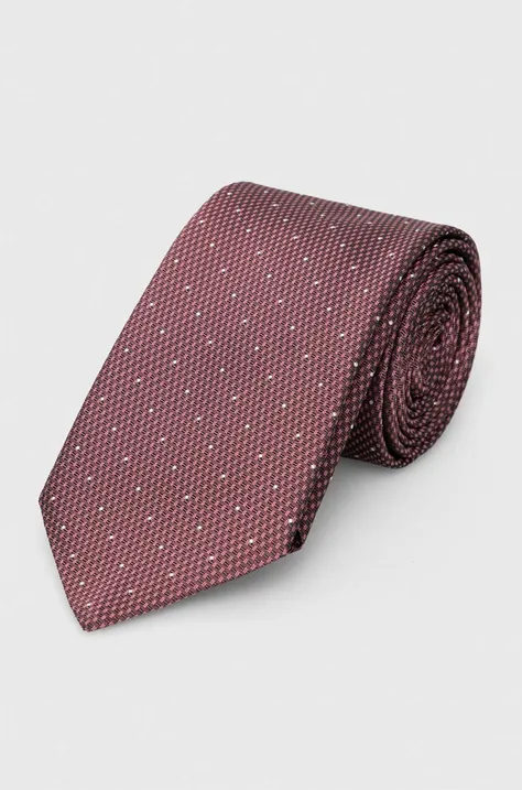 BOSS krawat jedwabny kolor bordowy