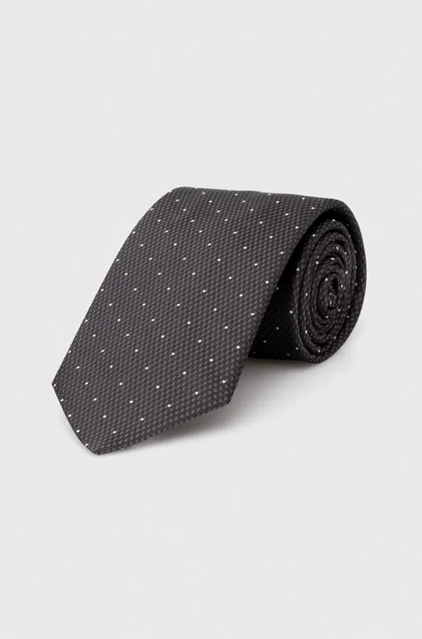Svilena kravata BOSS siva barva