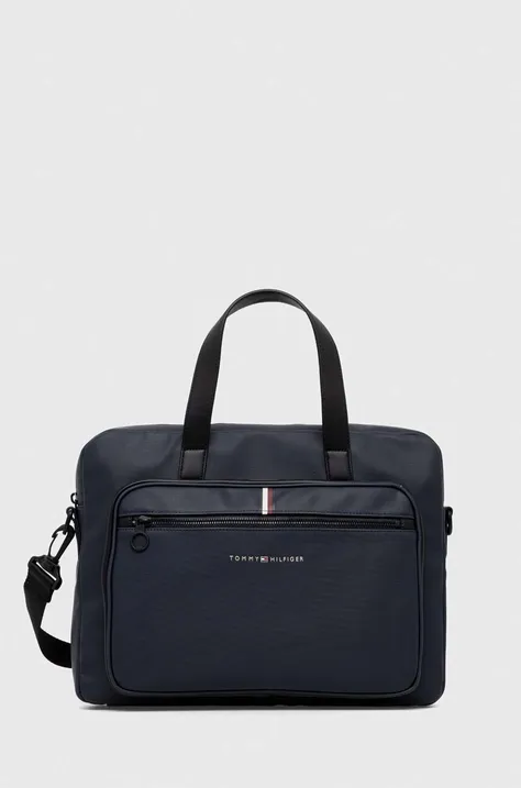 Taška na notebook Tommy Hilfiger tmavomodrá barva