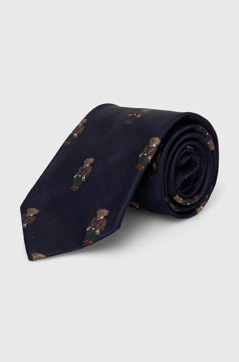 Svilena kravata Polo Ralph Lauren mornarsko modra barva