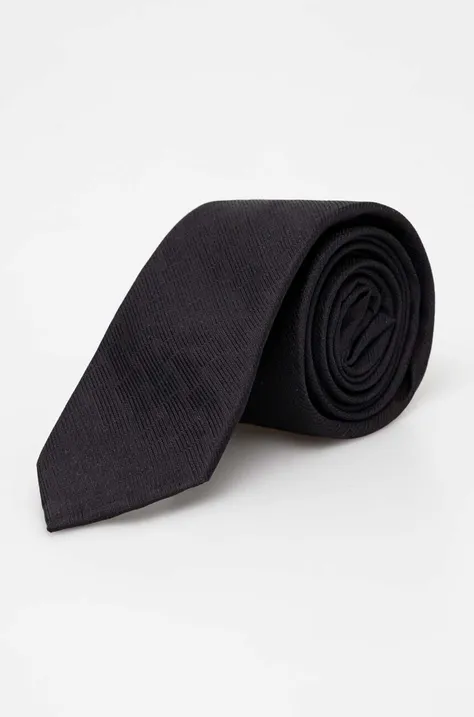 Kravata od svile Calvin Klein boja: crna