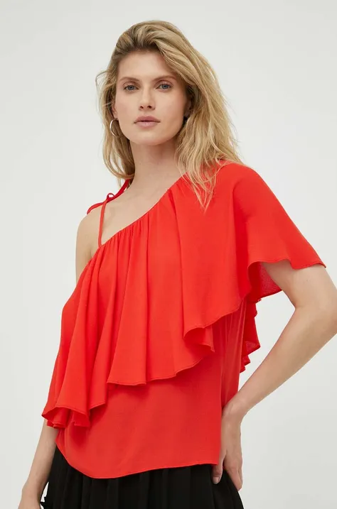 Bruuns Bazaar bluzka damska kolor czerwony wzorzysta