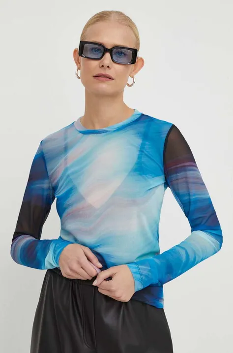 Bruuns Bazaar bluzka Phlox Astra damska kolor niebieski wzorzysta