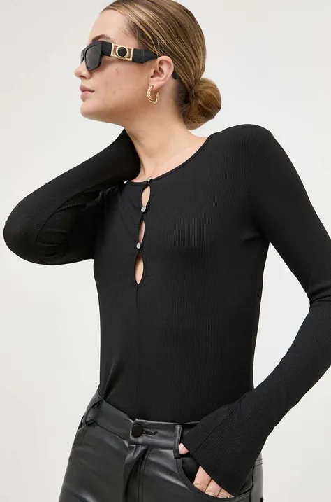 Блуза с дълги ръкави Guess в черно