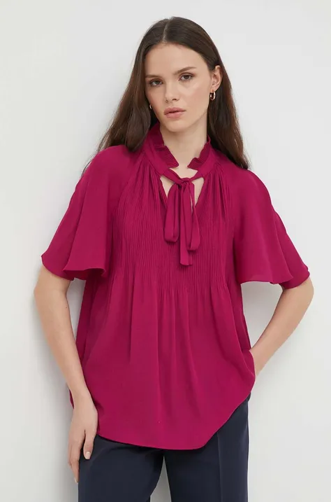 Блузка Lauren Ralph Lauren жіноча колір фіолетовий однотонна