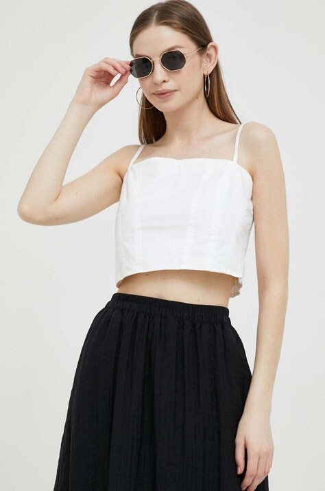 Βαμβακερό Top DKNY χρώμα: άσπρο