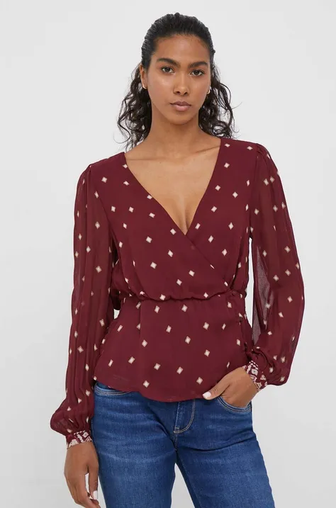 Bluza Pepe Jeans za žene, boja: bordo, s uzorkom