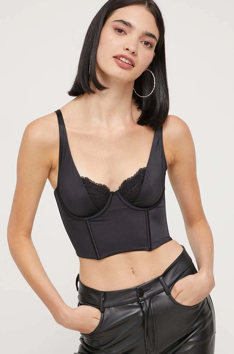 Abercrombie & Fitch top femei, culoarea negru