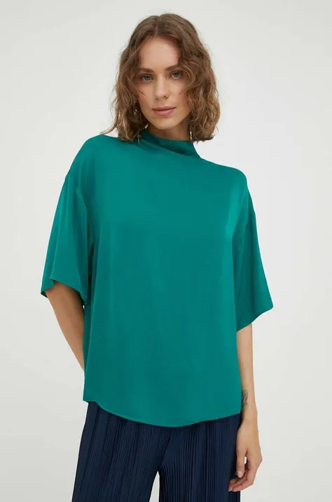 Lovechild bluzka damska kolor zielony gładka