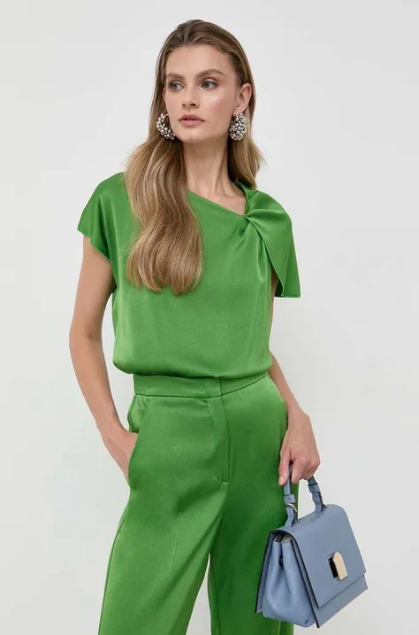 Marella bluzka damska kolor zielony gładka
