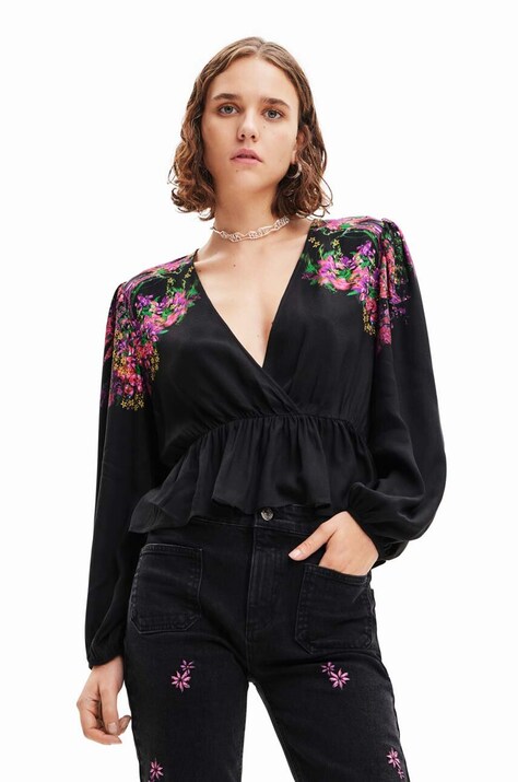 Блузка Desigual женская цвет чёрный узор