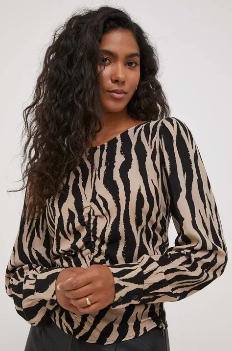 Блузка Desigual жіноча колір бежевий візерунок