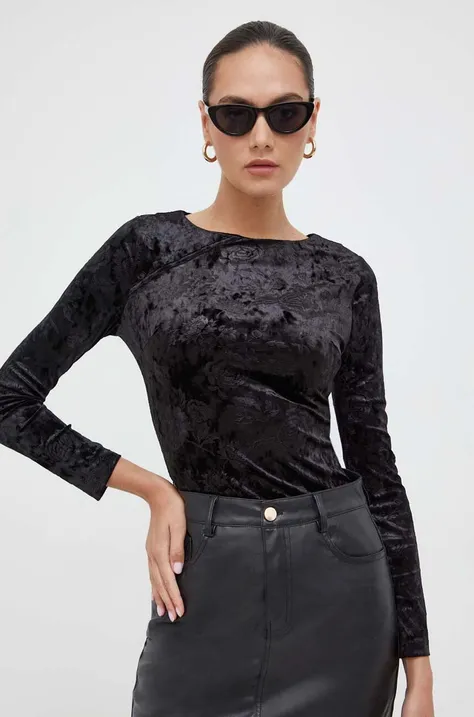 Majica z dolgimi rokavi Guess ženski, črna barva