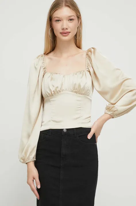 Блуза Abercrombie & Fitch в златисто с изчистен дизайн