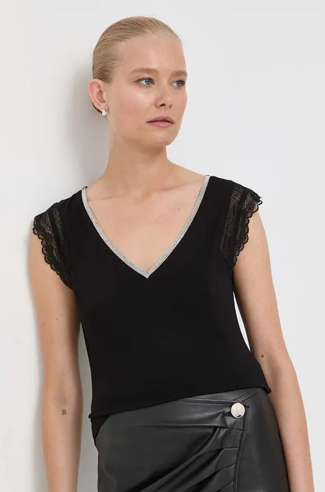 Блузка Morgan жіноча колір чорний з аплікацією