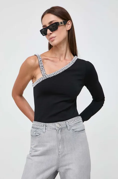 Tričko s dlhým rukávom Karl Lagerfeld čierna farba