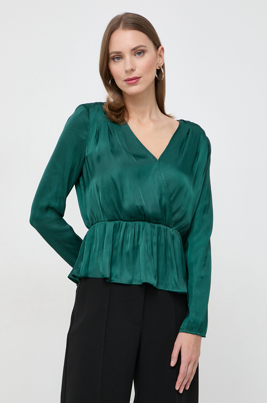 Morgan bluza femei, culoarea verde, neted