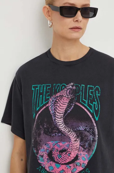 Βαμβακερό μπλουζάκι The Kooples γυναικεία, χρώμα: γκρι