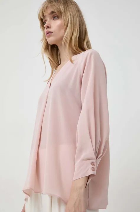 Μεταξωτή μπλούζα Marella χρώμα: ροζ