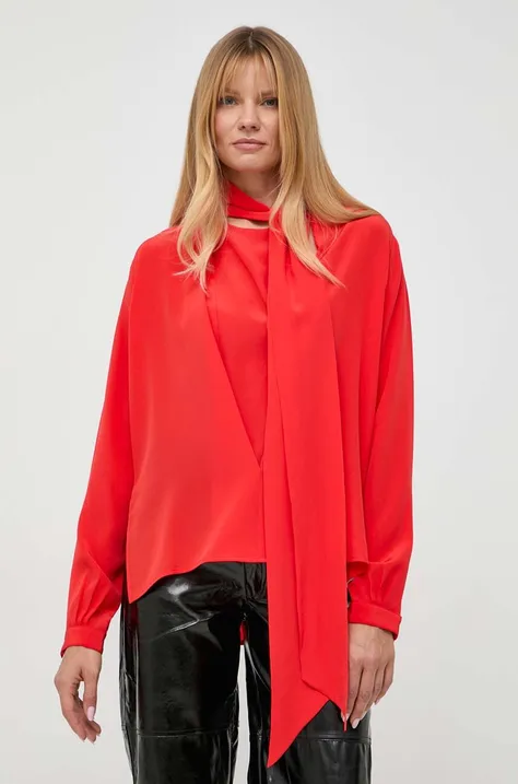 Svilena bluza Victoria Beckham rdeča barva