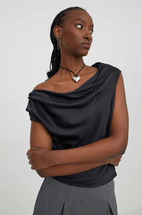 Abercrombie & Fitch bluzka damska kolor czarny gładka
