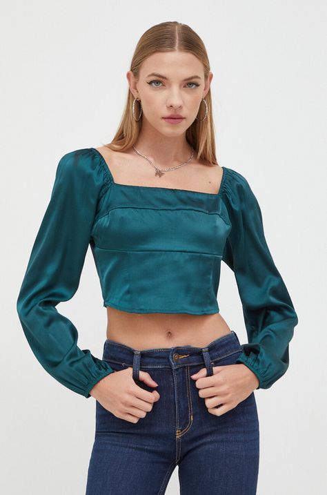 Μπλουζάκι Hollister Co. χρώμα: πράσινο