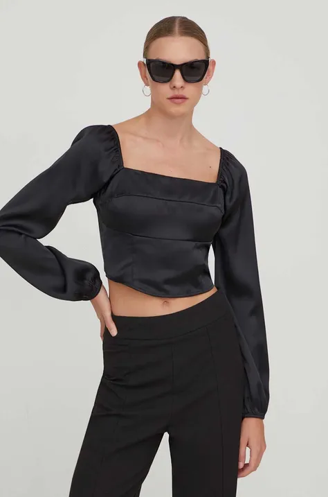 Bluza Hollister Co. za žene, boja: crna, bez uzorka