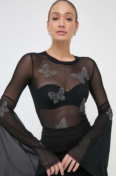 Блузка Guess жіноча колір чорний з аплікацією