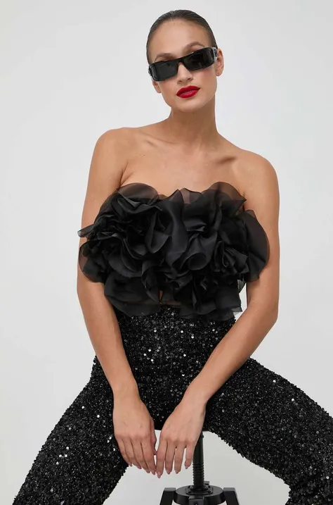 Топ Bardot в черно с изчистен дизайн