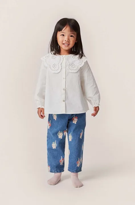 Детская хлопковая блузка Konges Sløjd цвет белый с аппликацией