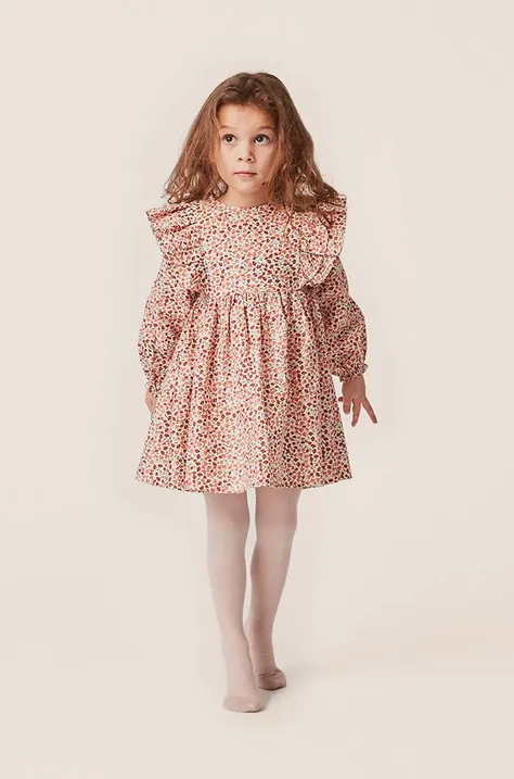 Παιδικό βαμβακερό φόρεμα Konges Sløjd χρώμα: ροζ