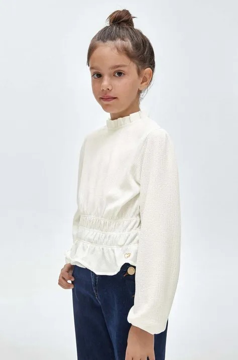 Дитяча блузка Mayoral колір бежевий однотонна