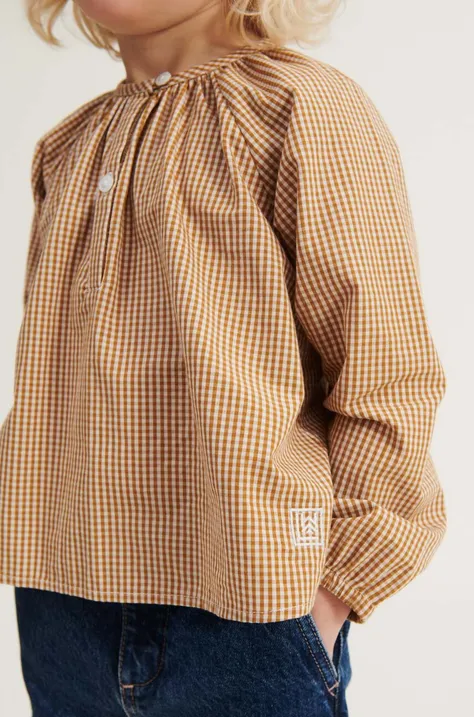 Детская хлопковая блузка Liewood цвет жёлтый узор