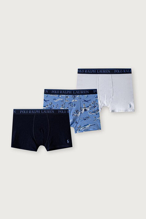 Polo Ralph Lauren Bokserki dopasowane dziecięce bawełniane z elastanem 3-pack niebieskie 9P5015