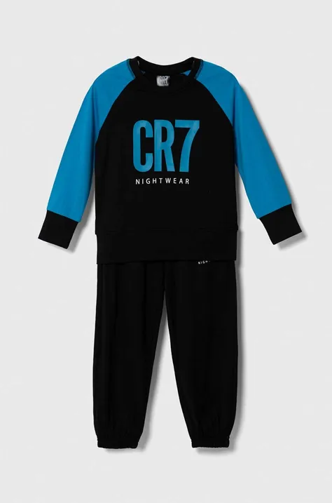 Dječja pamučna pidžama CR7 Cristiano Ronaldo boja: crna, s uzorkom