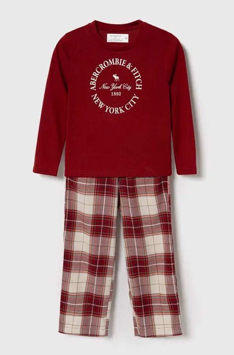Detské pyžamo Abercrombie & Fitch červená farba, vzorovaná