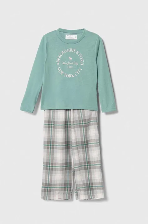 Detské pyžamo Abercrombie & Fitch zelená farba, vzorovaná