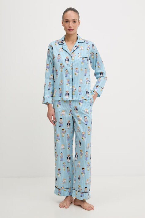 Polo Ralph Lauren piżama damska bawełniana niebieska 4P8046