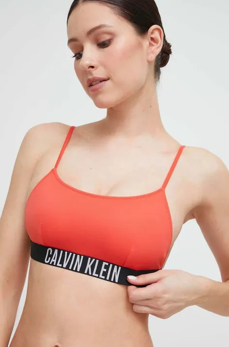 Горнище на бански Calvin Klein в оранжево с леко подплатена чашка