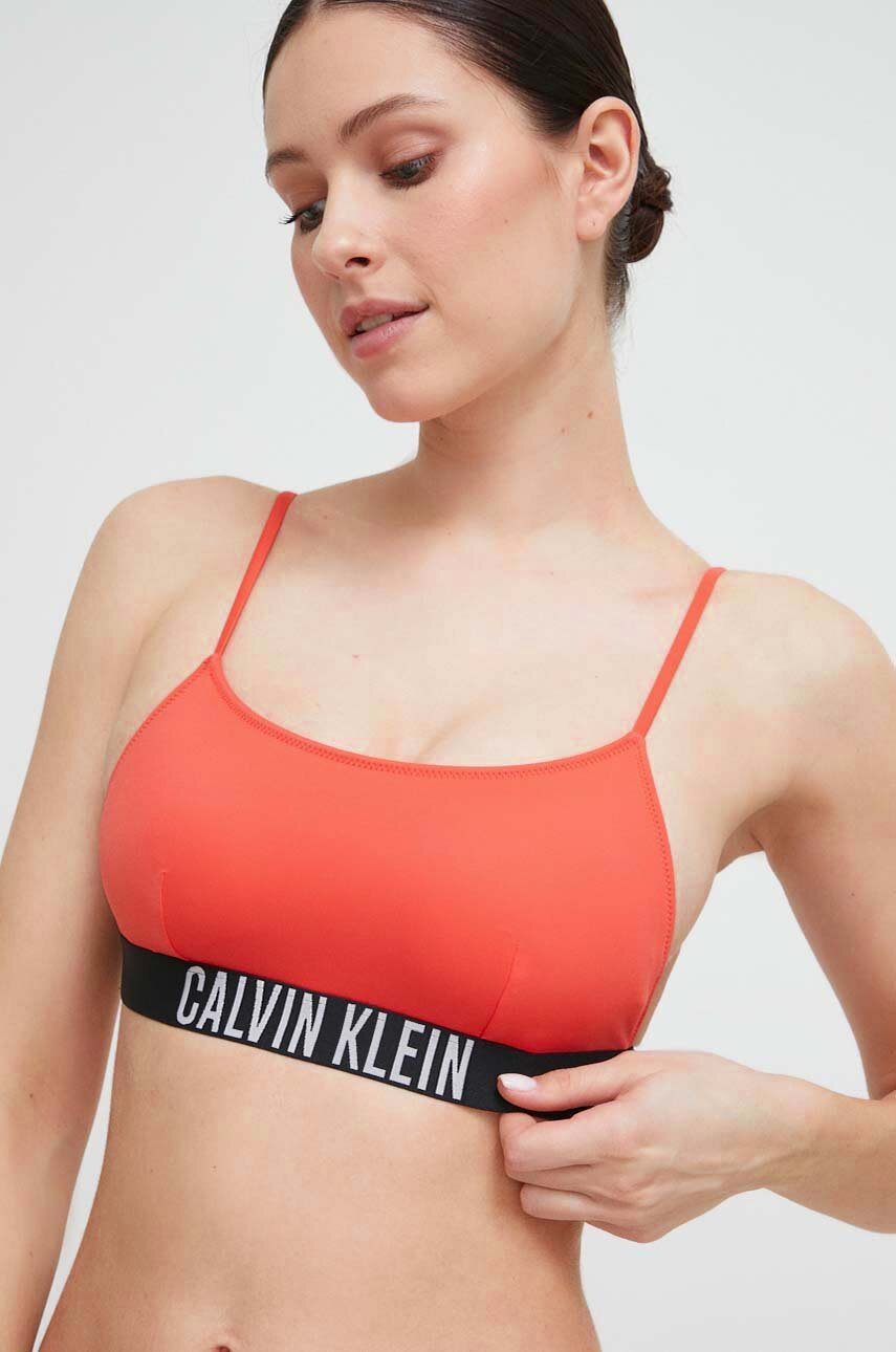 Горнище на бански Calvin Klein в оранжево с леко подплатена чашка