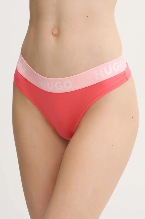 Tanga HUGO růžová barva, 50480166