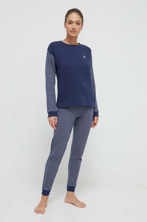 Pidžama Lauren Ralph Lauren za žene, boja: tamno plava