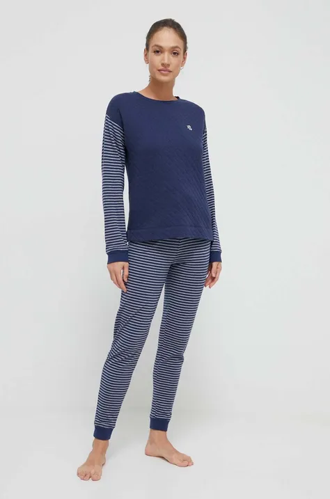 Lauren Ralph Lauren pijama femei, culoarea albastru marin