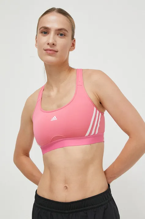 Športni modrček adidas Performance Powerreact roza barva
