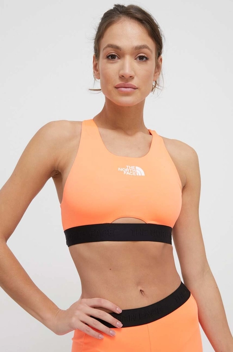 The North Face sutien sport Mountain Athletics culoarea portocaliu, modelator