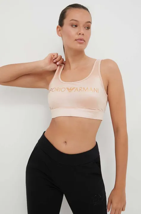 Sportovní podprsenka Emporio Armani Underwear béžová barva