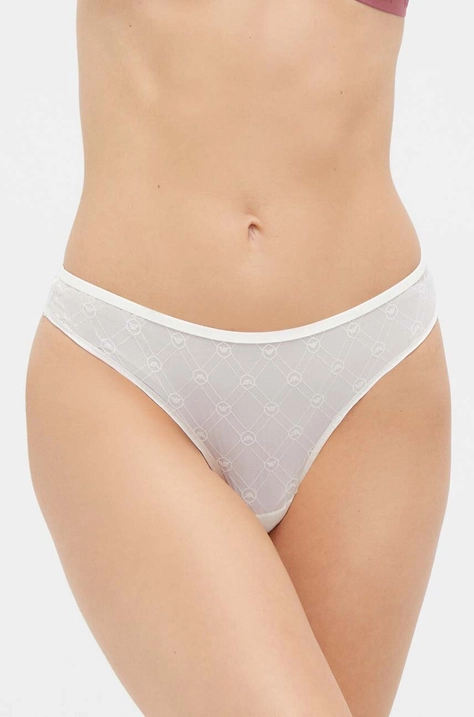 Emporio Armani Underwear tanga culoarea bej, transparent