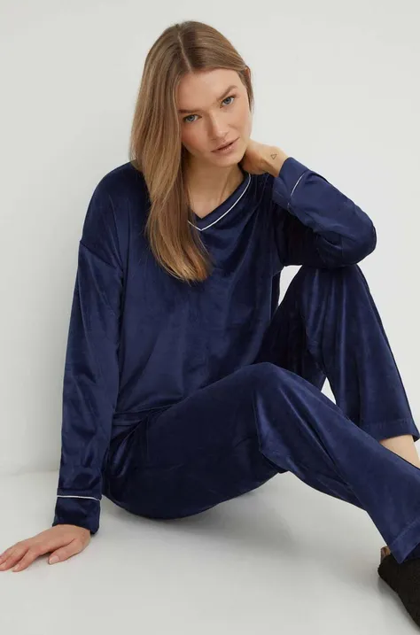 Pidžama United Colors of Benetton za žene, boja: tamno plava